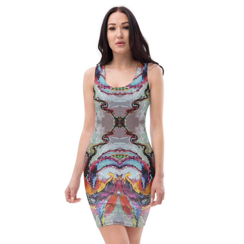 Spell Abstract Art Luxury Bodycon Dress by Hazelglow
