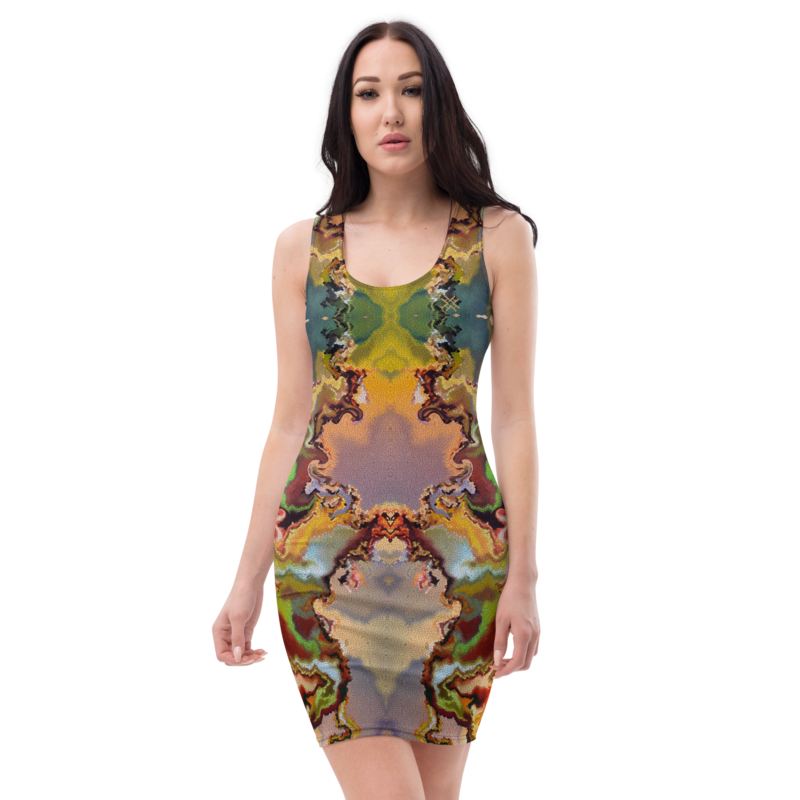 Spell Abstract Art Luxury Bodycon Dress by Hazelglow